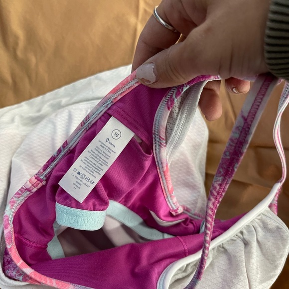 Ivivva lululemon Active tank white Pink built in bra workout dance G10 - Picture 3 of 3